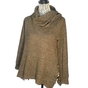 CUPIO BLUSH Women's Cowl Neck Olive‎ Sweater Large Winter Warm Fall
